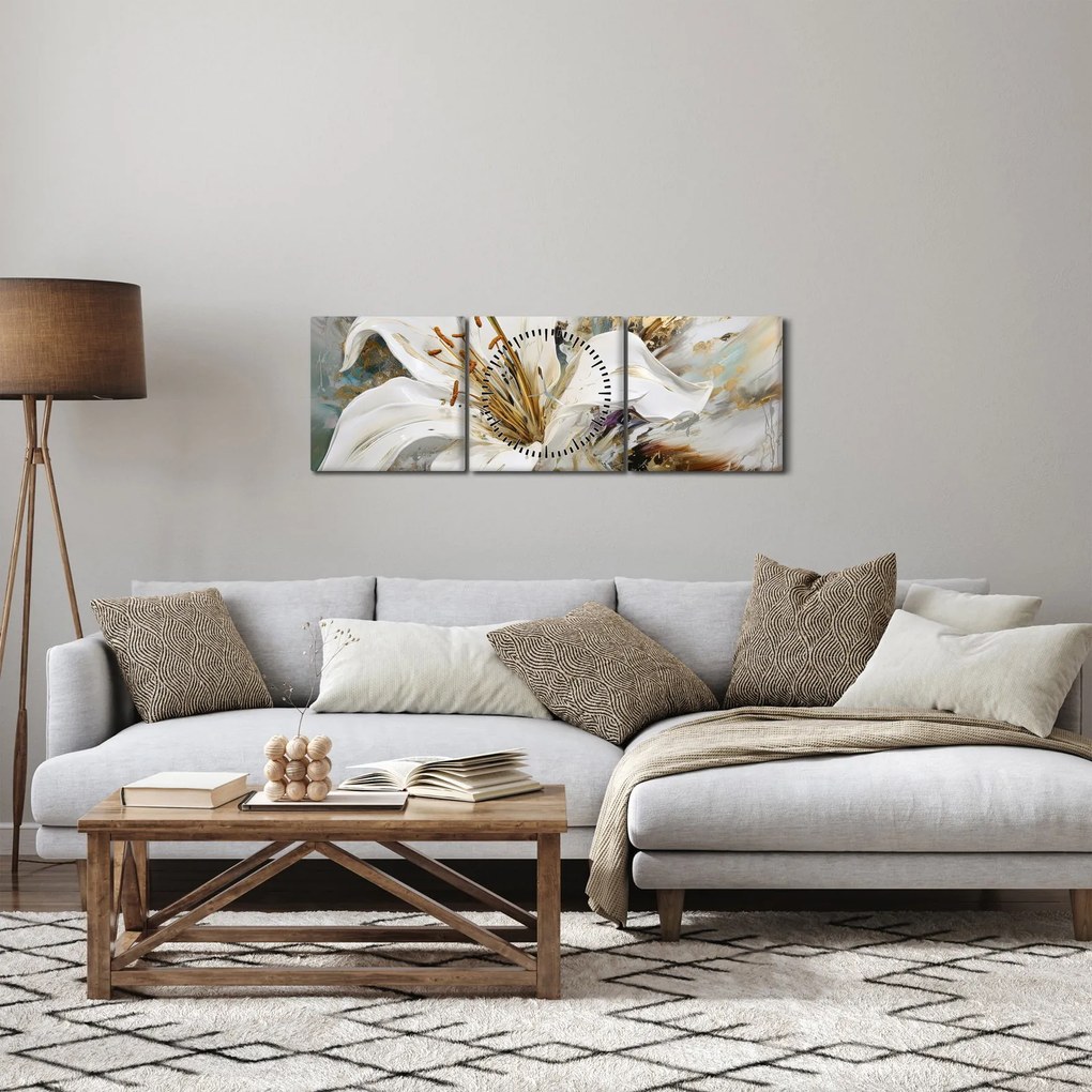 Kép - Absztrakció liliommal (órával) (90x30 cm)
