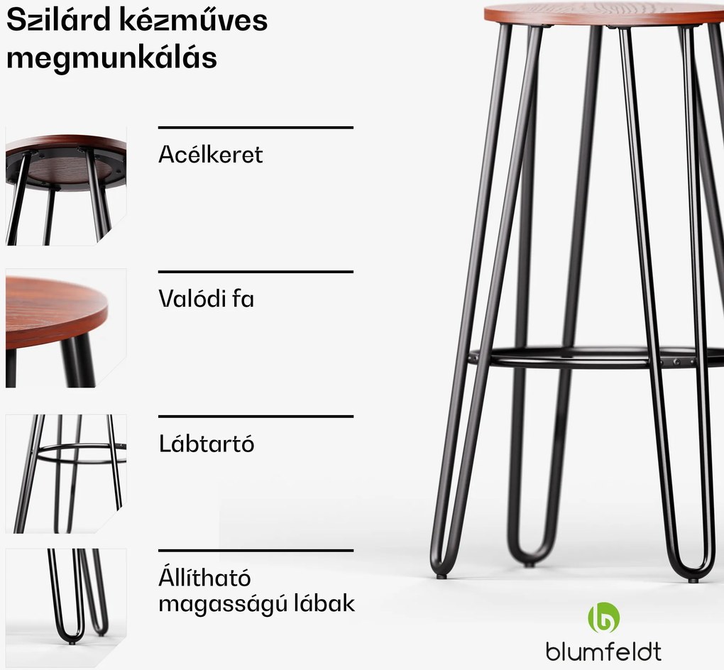 Blumfeldt 1 db. Hamilton bisztró szék Ø33 cm Fa acélkeret