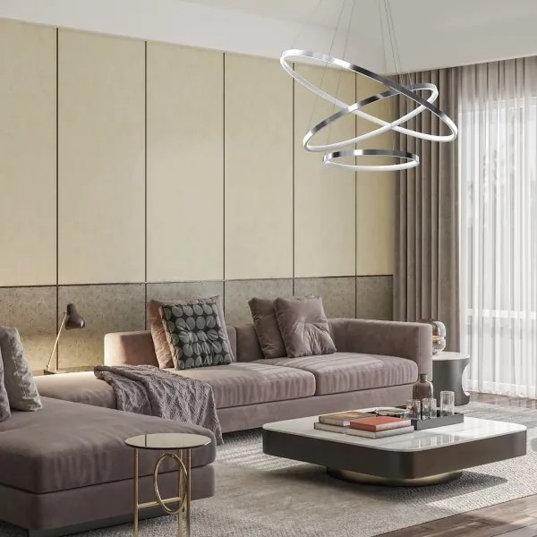 LED Csillár zsinóron HOOP LED/93W/230V átm. 80 cm 4000K fényezett króm