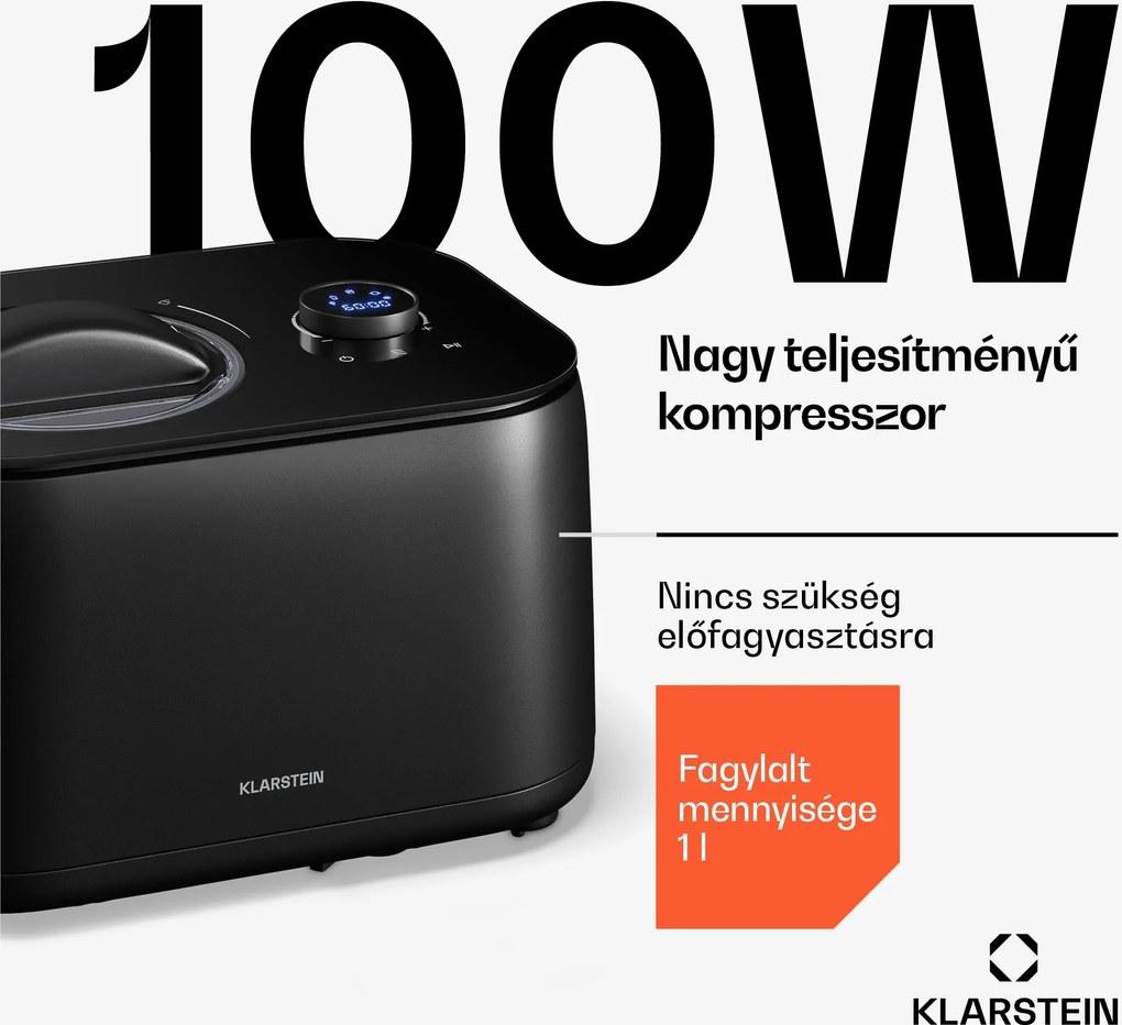 Klarstein FrostFusion jégkása- és joghurtkészítő kompresszorral | 1 l | 100 W