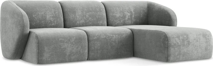 Szürke zsenília sarokkanapé (jobb oldali-heverő résszel) Lani – Makamii