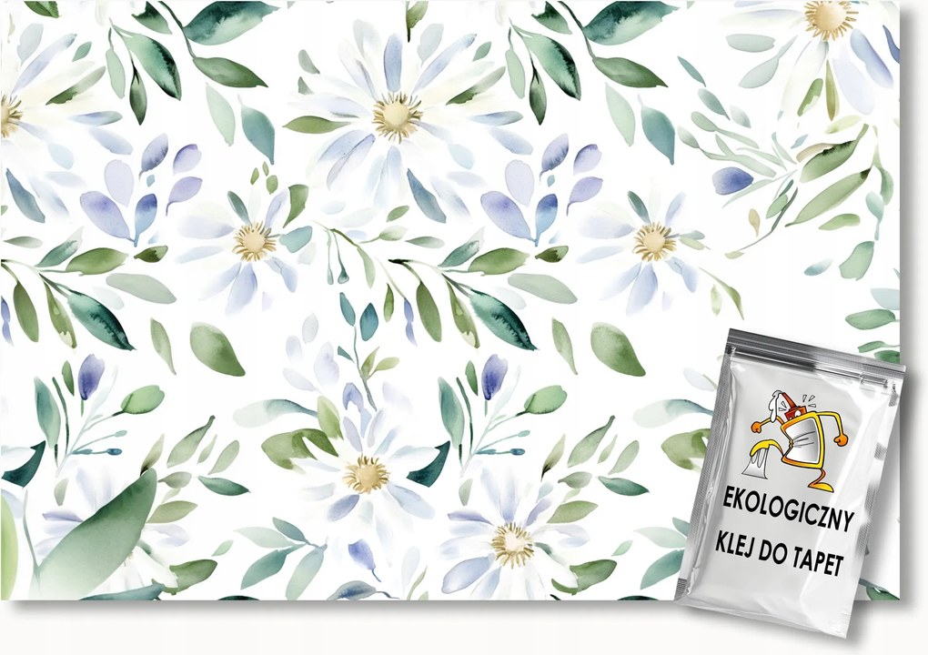 Fotótapéta Flizelina Akvarell Virágok Kék Ágak Levelek 400x280 ragasztó