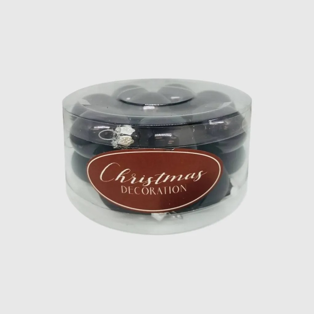 Fekete üveg karácsonyi gömb szett 16*3cm