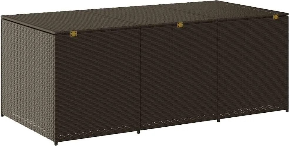 Barna Polyrattan Kerti Tárolóláda 180 X 90 X 70 Cm