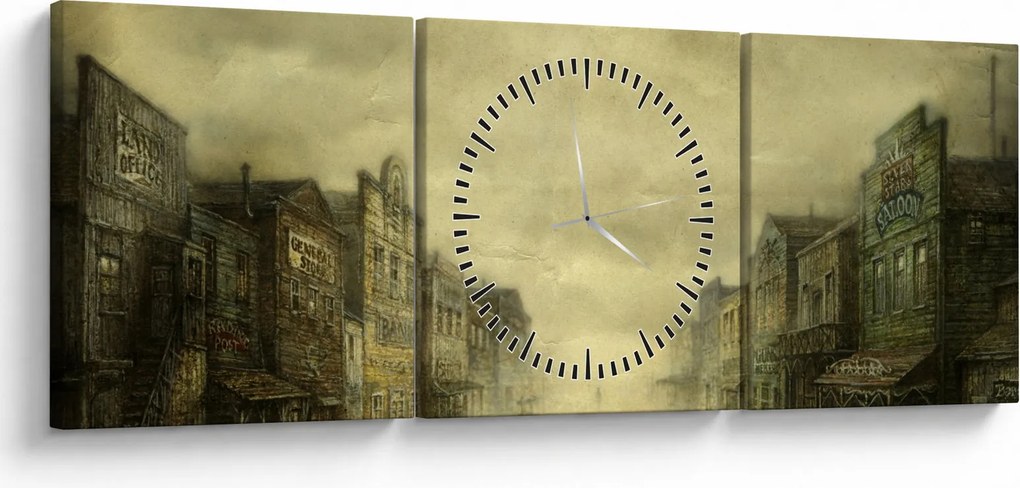 Egy nyugati város képe (órával) (90x30 cm)