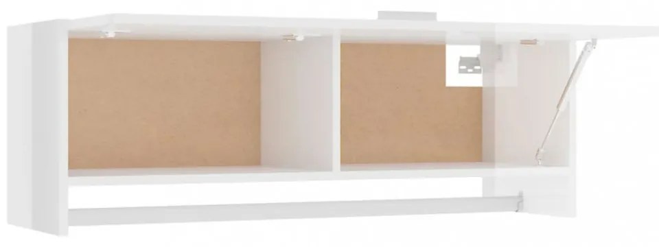 magasfényű fehér szerelt fa ruhásszekrény 100 x 32,5 x 35 cm