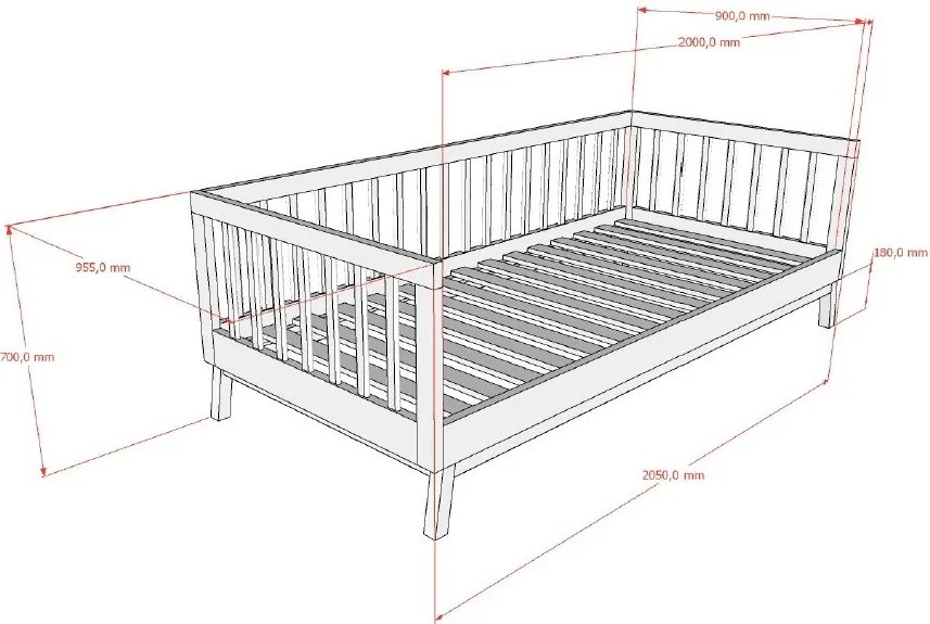 Barna borovi fenyő gyerekágy ágyráccsal 90x200 cm Sezane – Vipack