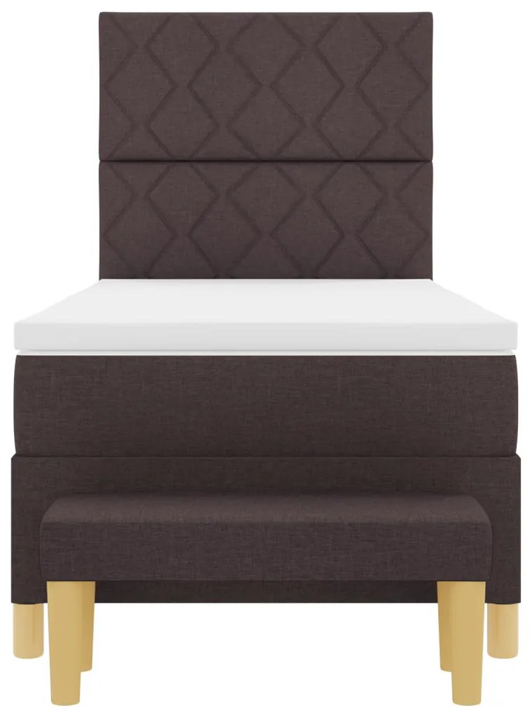 Boxspring ágy matraccal és paddal, sötétbarna, 100x200 cm, szövet
