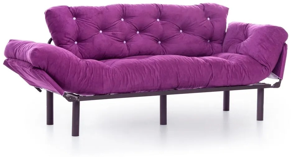 Kanapéágy Nitta Triple, Futon, 3 ülőhely, 225x70 cm, fém, lila