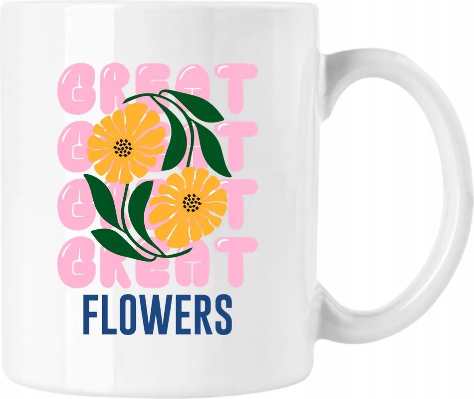 Bögre Virágok Divatos Színes Fehér 330ml