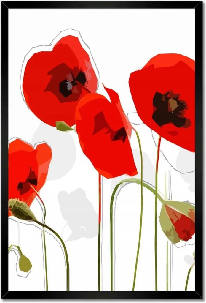 Poszter keretben 40x60 Piros pipacs virág