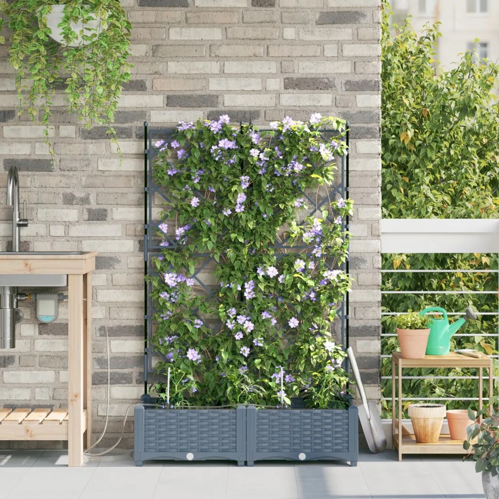 Kerti ültetők Világosszürke 80 x 40 x 126 cm Acél