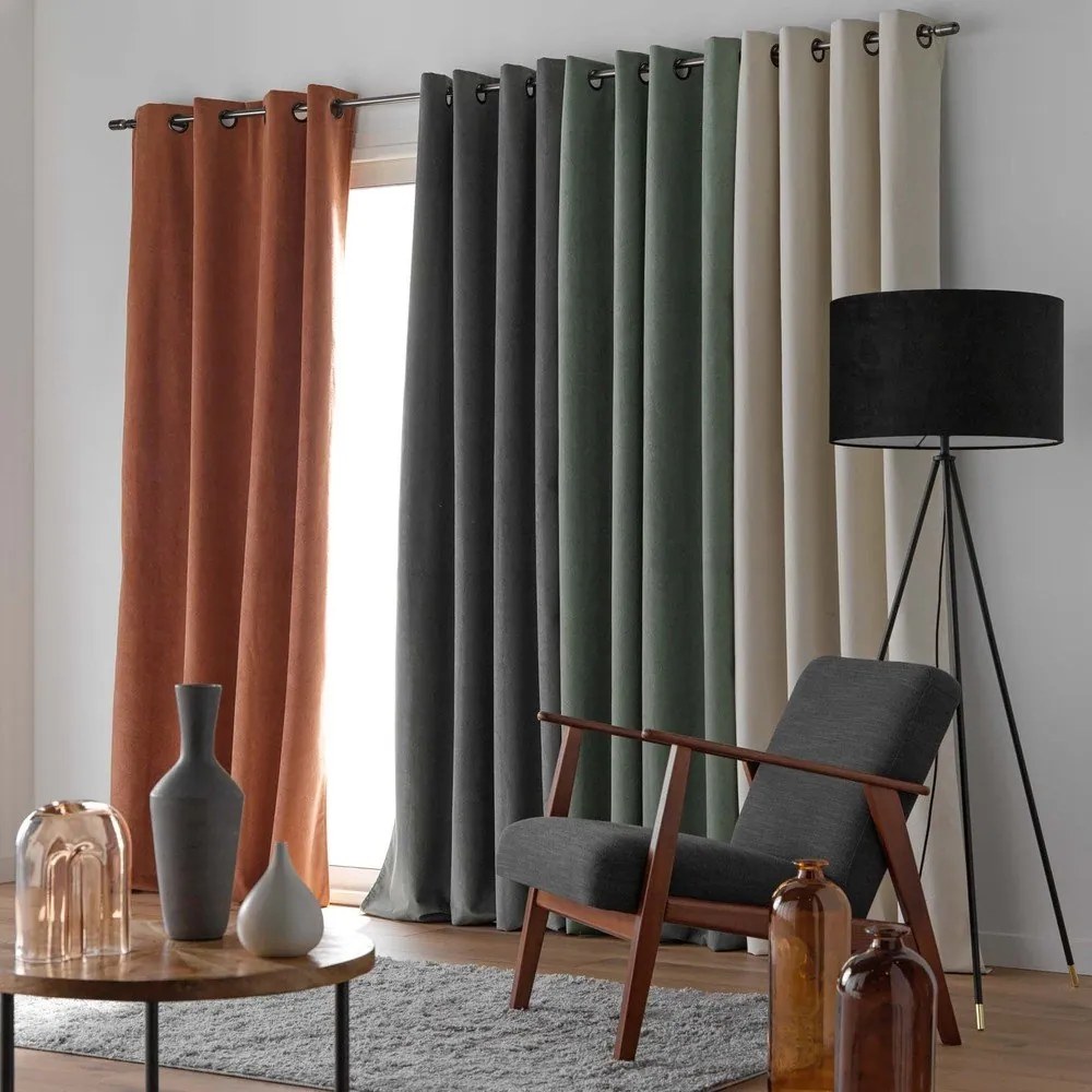 Khaki bársony függöny 140x260 cm Olympe – douceur d'intérieur