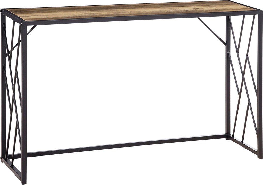 HOMCOM Konzolasztal, Fém Lábas Oldalasztal, 120 x 35 x 75 cm, Ipari Stílusú Előtér Asztal, Kislakásra, Bejárathoz, Előszobába, Nappaliba, Hálószobába,