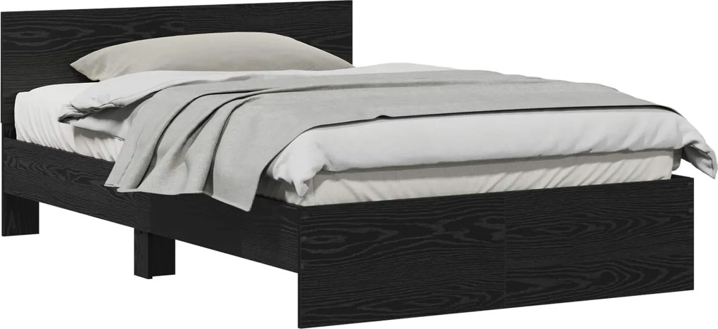 vidaXL Ágykeret fejtámlával Fekete tölgy 193 x 125 x 70 cm Faanyag