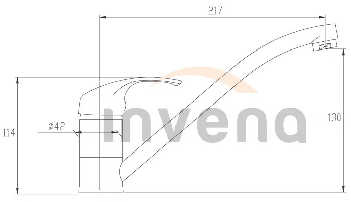 Invena Mitris, alacsony mosogatócsap forgatható karral, fekete matt, INV-BZ-79-004-A