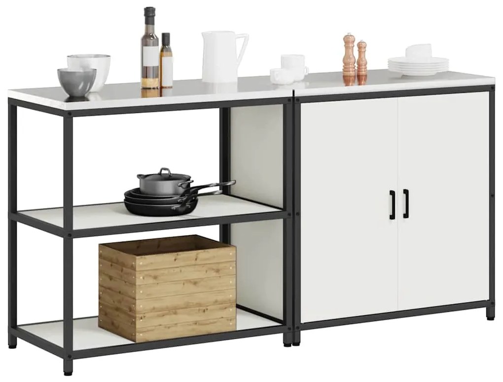 Konyhai Tároló Készlet polcokkal 2 pcs Fehér 180 x 50 x 92 cm