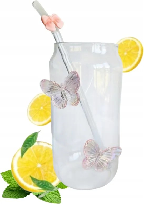 Pohár Pillangókkal És Szívószállal Magas 500ml