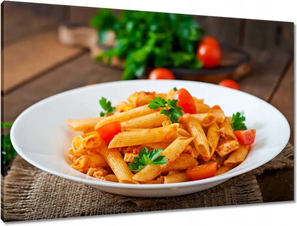 Vászonkép 90x60 Tészta szósz csirke asztal