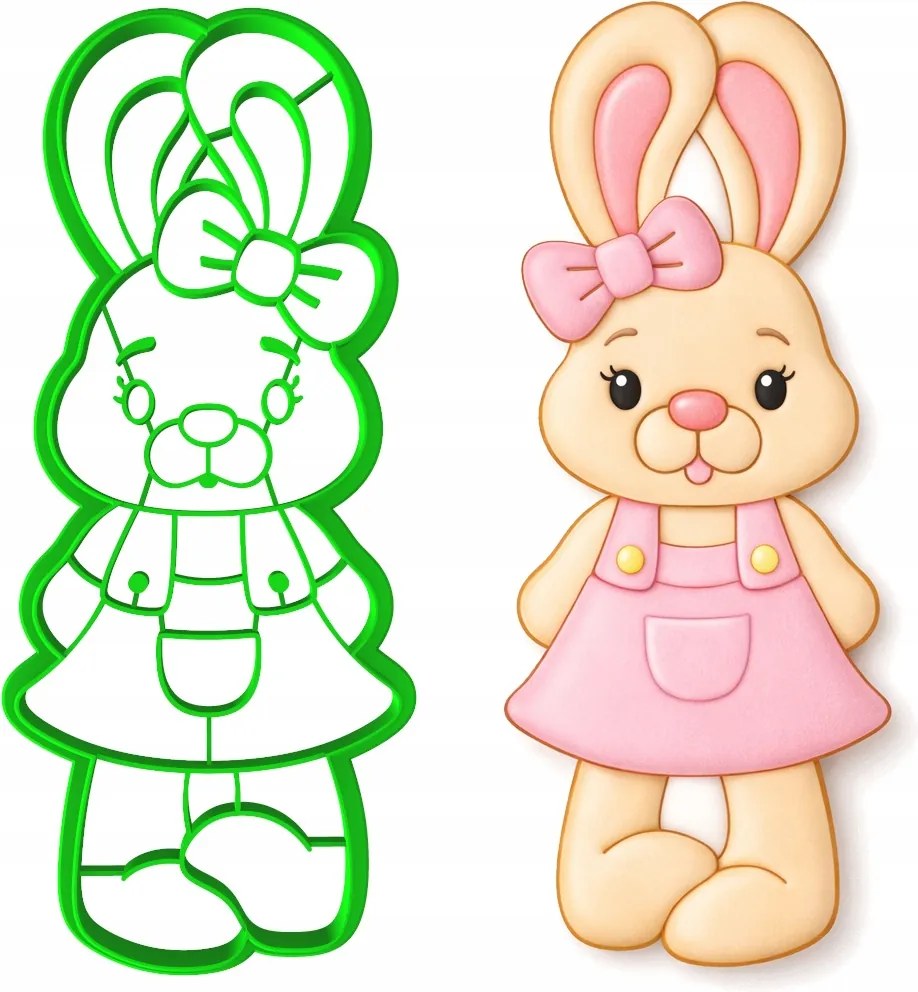 Húsvéti Forma Nagy Mézeskalács XL Húsvéti Nyuszi Hölgy Nyuszi 15cm