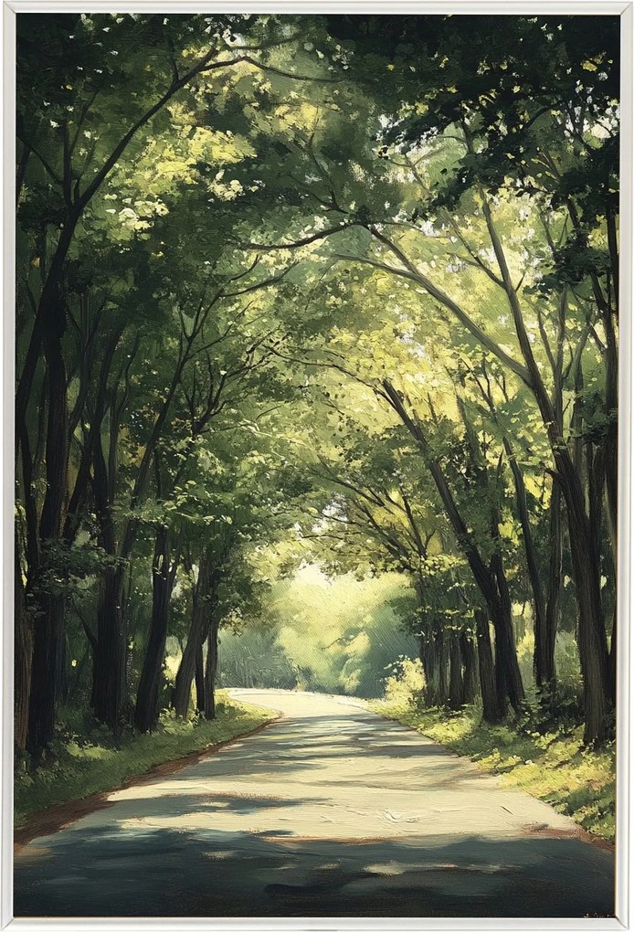 Poszter Keret Alumínium Tájkép Természet Fák Sikátor Út Nap Nyár 40x60