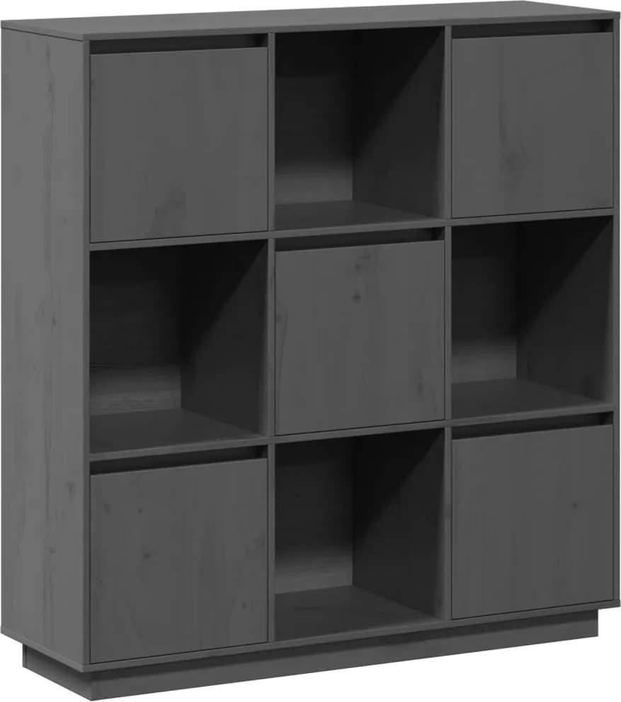 vidaXL szürke tömör fenyőfa magasszekrény 110,5x35x117 cm