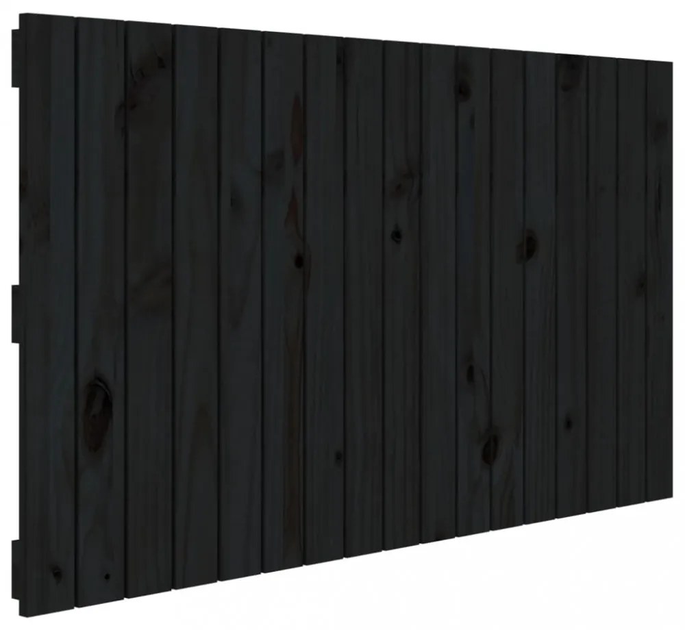 fekete tömör fenyőfa fali fejtámla 108 x 3 x 60 cm