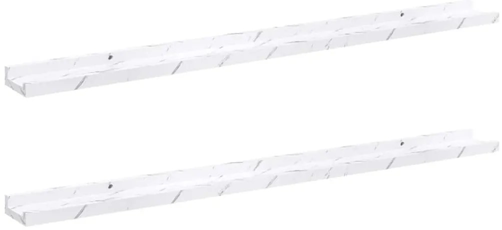 vidaXL Falpolc polcokkal 2 pcs Fehér márvány 100 x 9 x 3 cm Faanyag