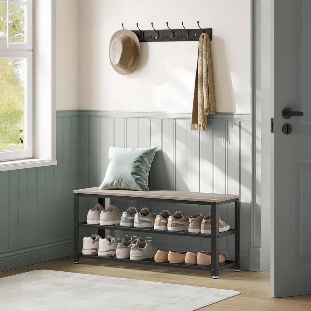 E1078 GREY cipősszekrény, szürke, 2 polcos