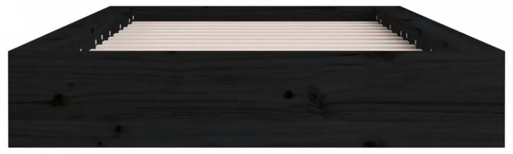 Fekete tömör fa ágykeret 90 x 190 cm (3ft single)