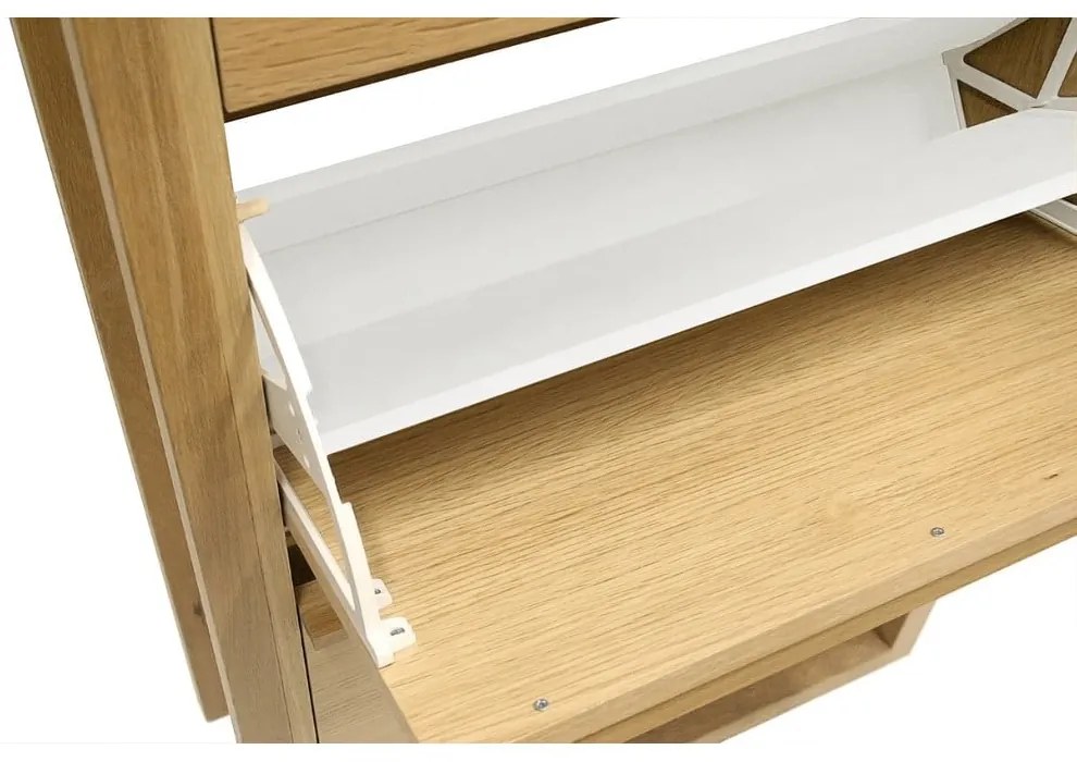 Natúr színű billenő ajtós cipőtartó tölgyfa dekorral NewEst – Woodman