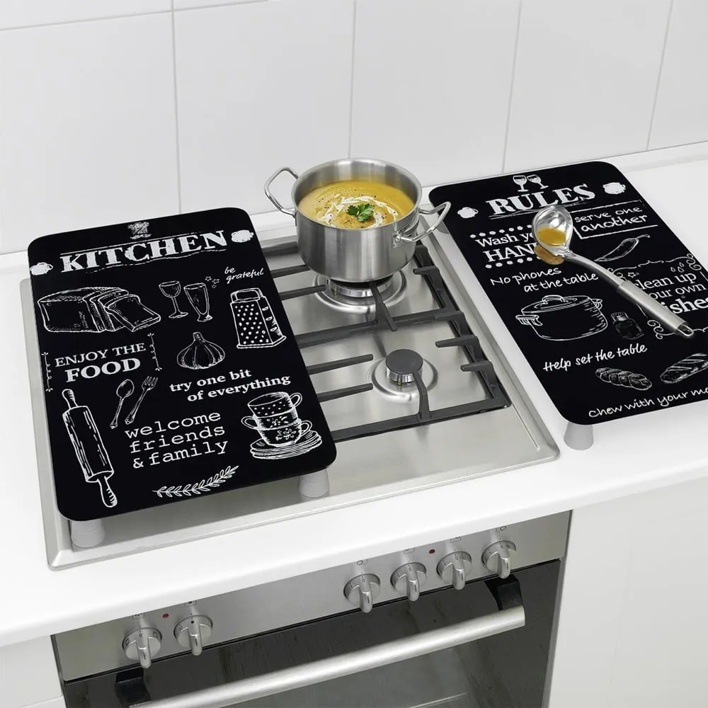 Edzett üveg tűzhely fedőlap szett 2 db-os 52x30 cm Kitchen Rules – Maximex