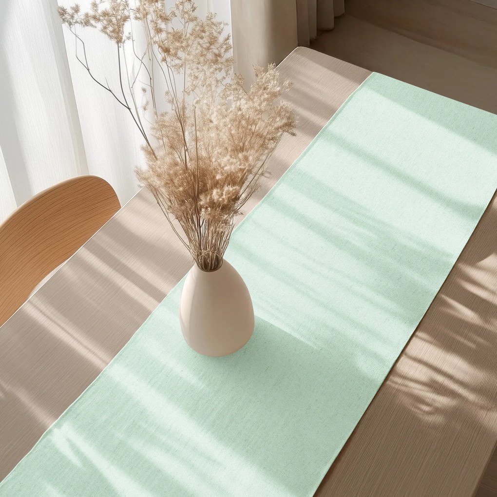 Goldea lenvászon keveréket tartalmazó asztali futó - világos menta 35x120 cm