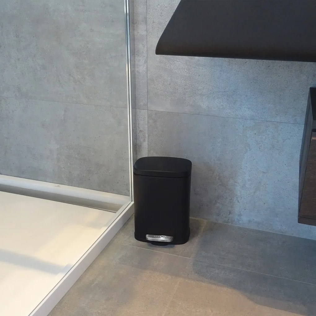 Spirella Pedálos szemetes soft-close Akira 12 l, matt fekete, 12 l