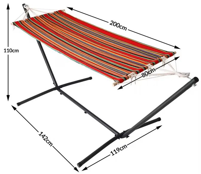 Deuba Hintaágy fém vázzal 200x80 cm - piros