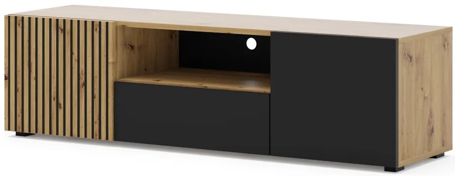 Auris TV Szekrény 150 cm Kézműves Tölgy / Fekete Színben
