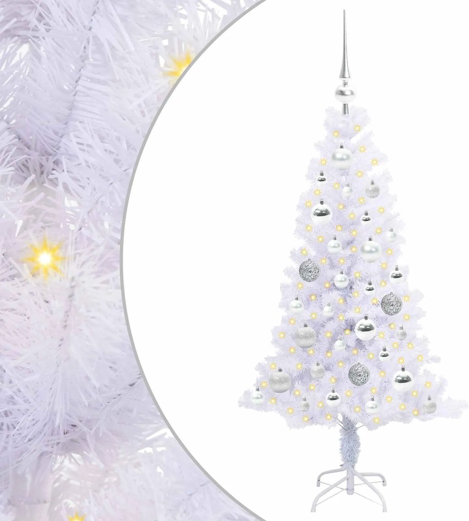 vidaXL Mű karácsonyfa 150 LED-del állvánnyal Fehér 120 cm PVC és Acél