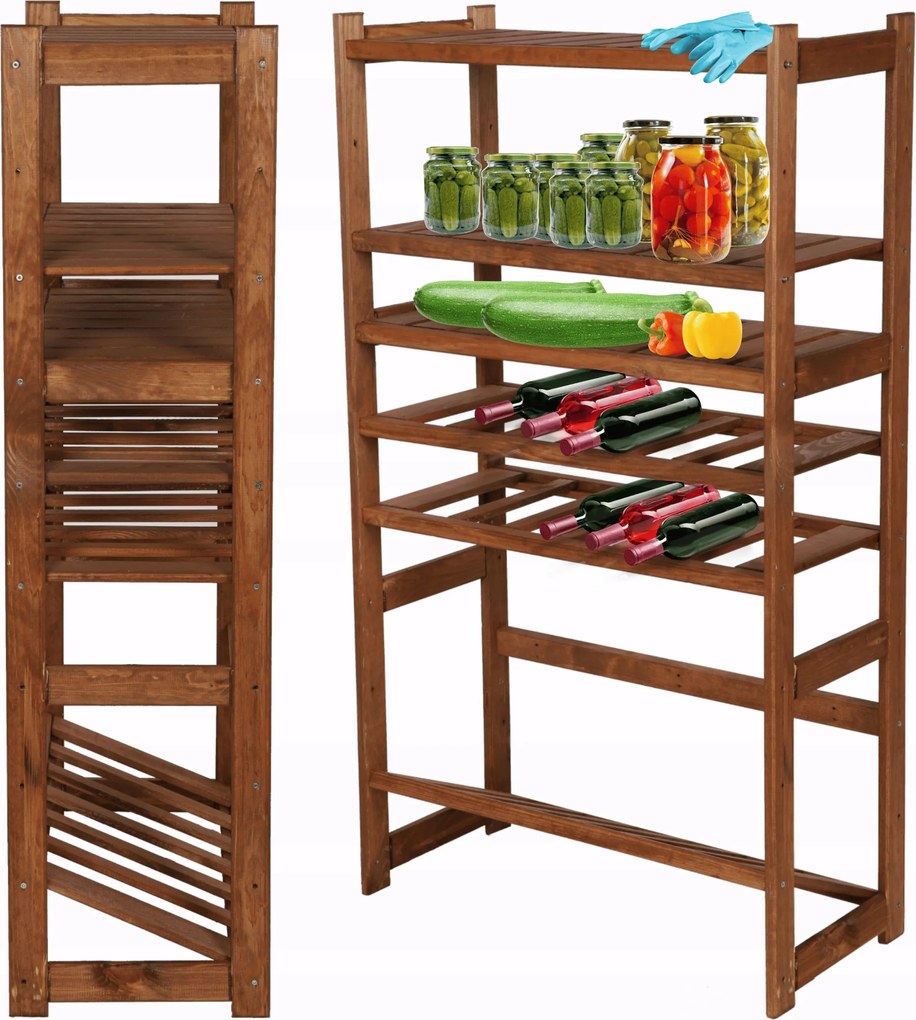 Fenyő könyvespolc kamra ládatartó bortartó állvány 6 polc Tágas