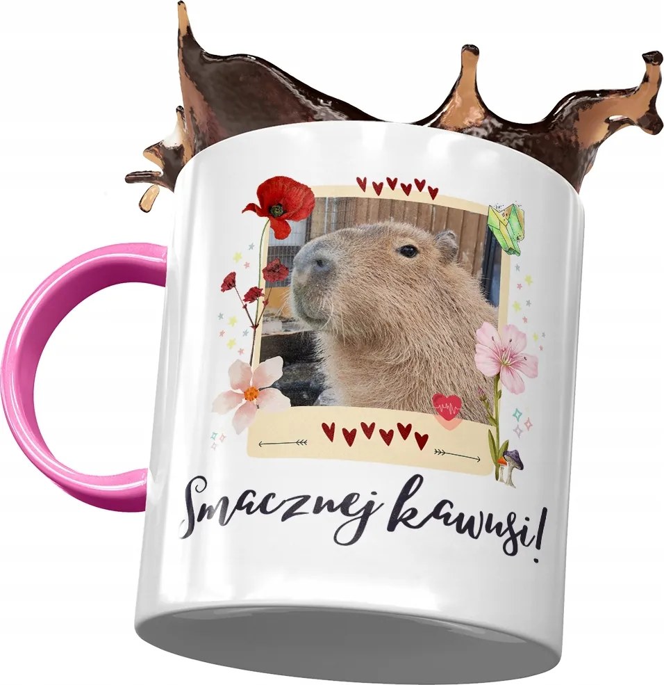 Rózsaszín Kapibara Bögre Születésnapra Névnapra Ajándék Nyomtatott Fotóval