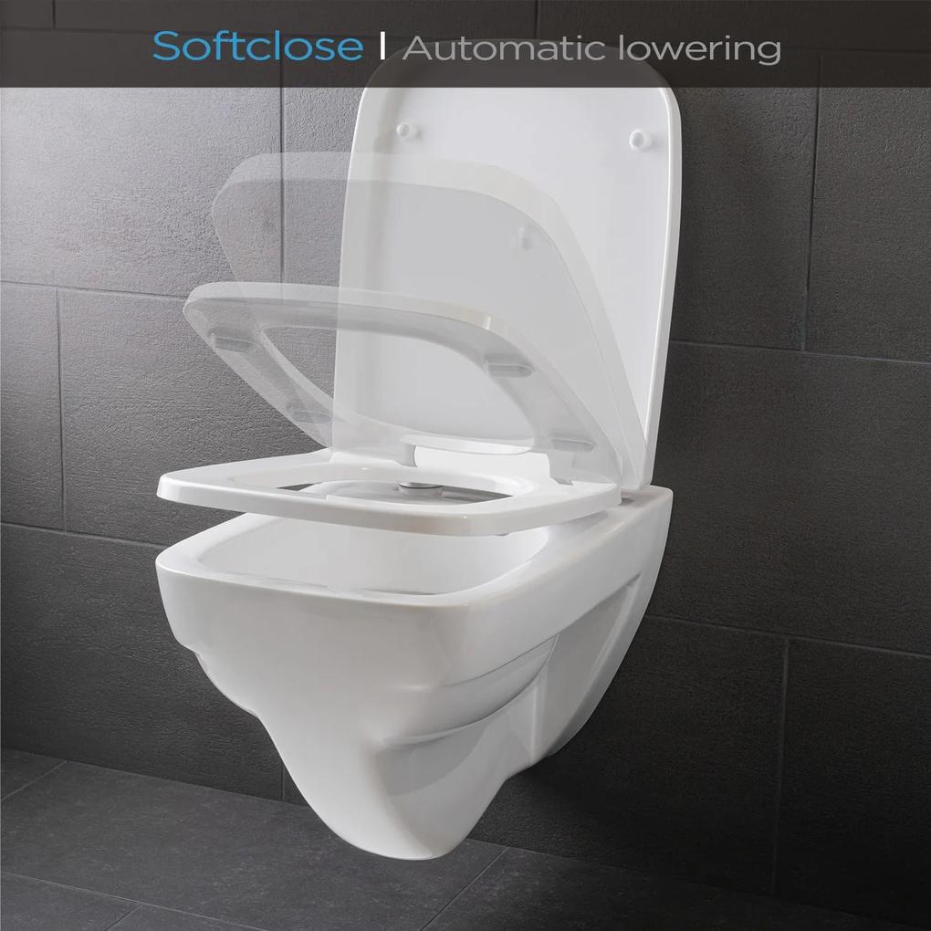 Lamera, WC-ülőke, négyzet alakú, automatikus lecsukódás, antibakteriális, fehér