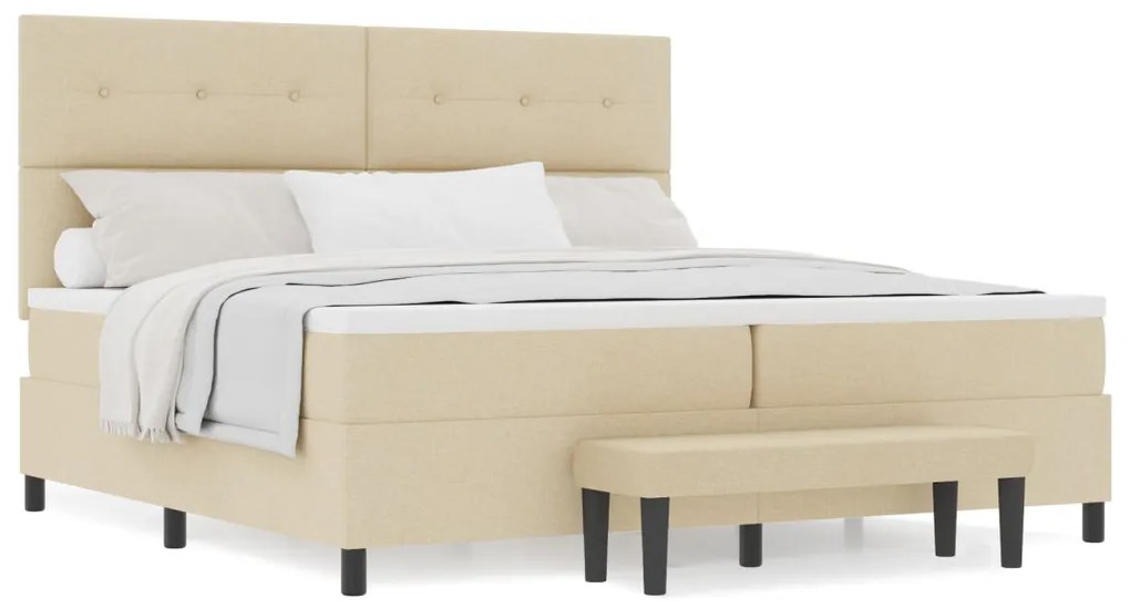 Box Spring Ágy Matraccal és Pad Mokka 200x200 cm Szövet