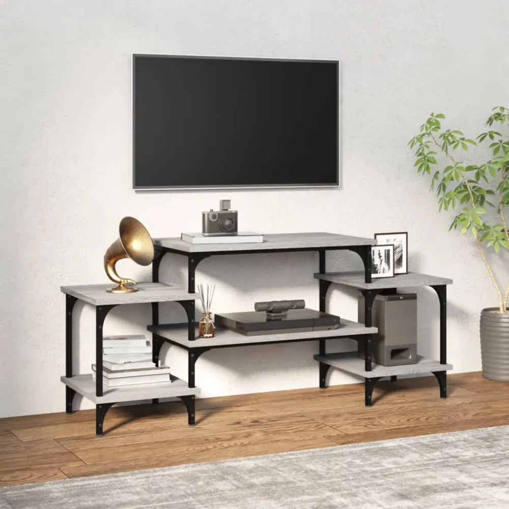 szürke sonoma színű szerelt fa TV-szekrény 117x35x52 cm