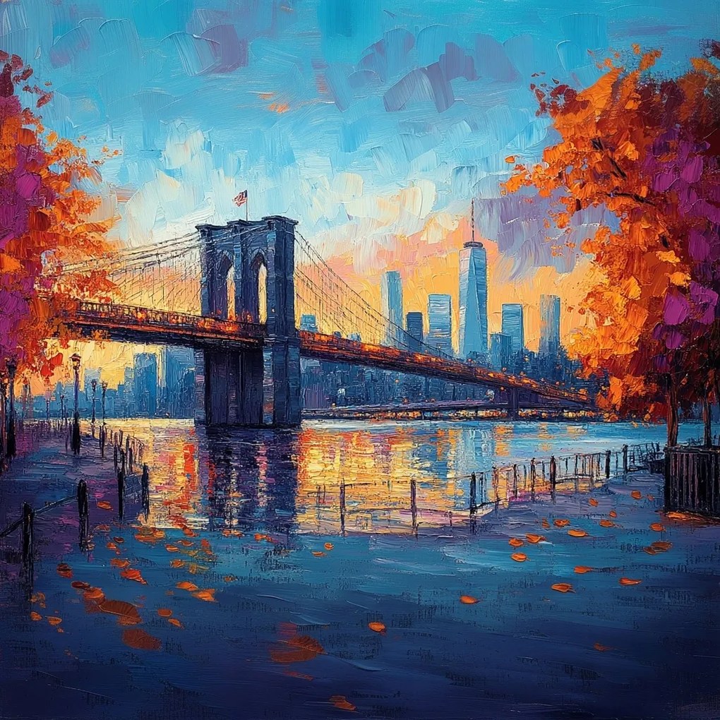 Vászonkép Canvas Manhattan Brooklyn Bridge Őszi Híd Nyc 80x80