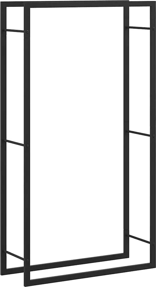 vidaXL matt fekete acél tűzifatartó 80x28x154 cm