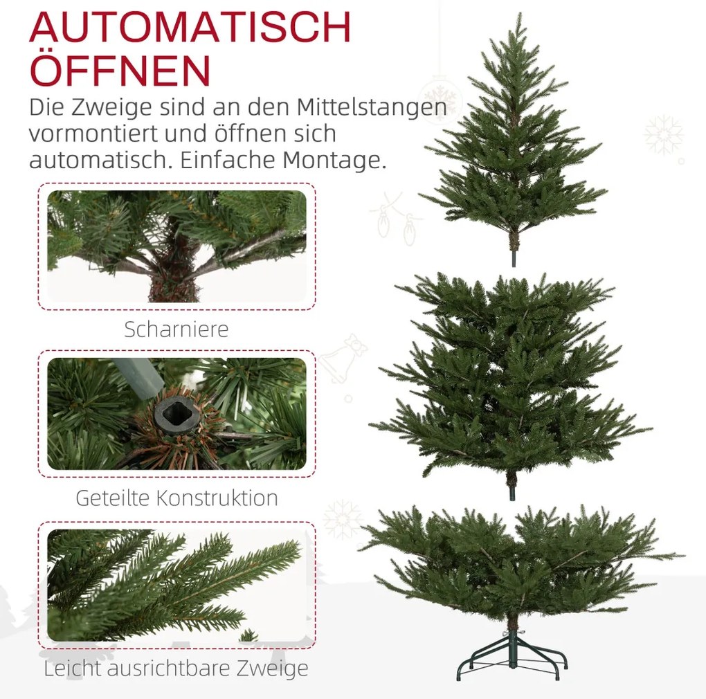 Műfenyő 180 cm magas, 2380 ággal, összecsukható fémállvánnyal