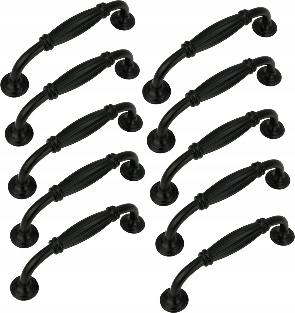 10 x Bútorfogantyú fekete 96 mm fém konyhabútor tartó