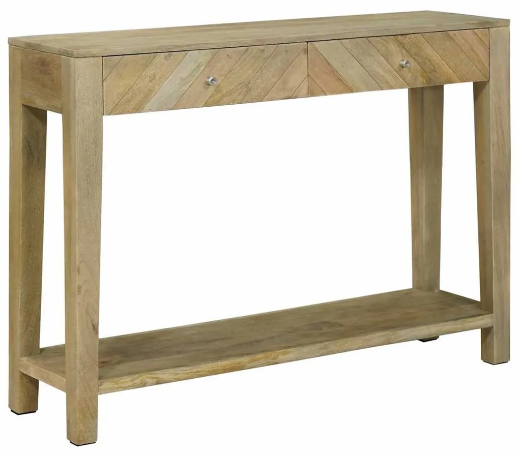 vidaXL Konzolasztal Természetes szürke 110 x 30 x 80 cm Tömör Mangófát