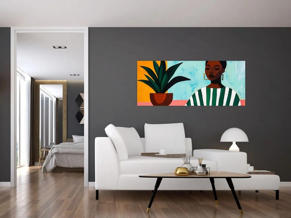 Kép - Nő virággal (120x50 cm)