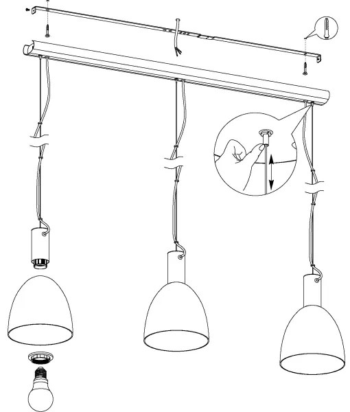 Eglo 99314 - Csillár zsinóron LEBALIO 3xE27/40W/230V
