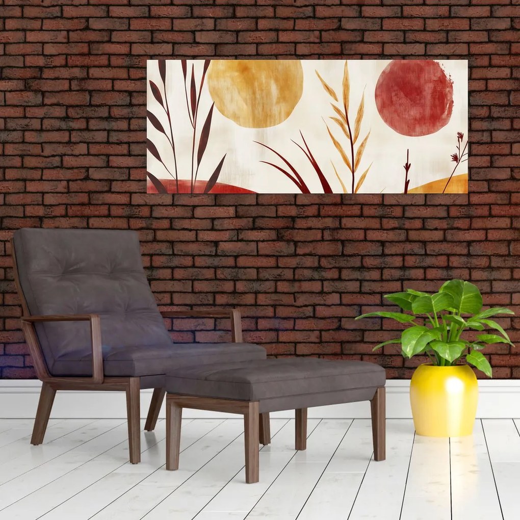 Kép - Növények és körök (120x50 cm)